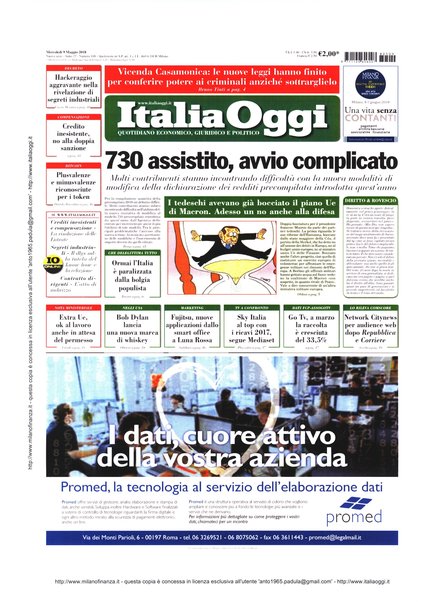 Italia oggi : quotidiano di economia finanza e politica